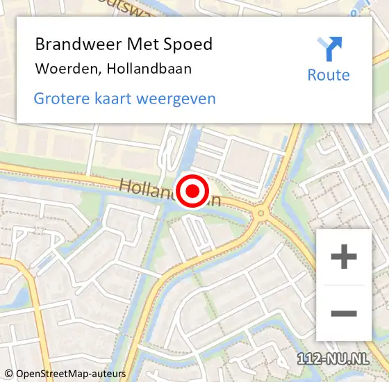 Locatie op kaart van de 112 melding: Brandweer Met Spoed Naar Woerden, Hollandbaan op 13 maart 2023 07:12