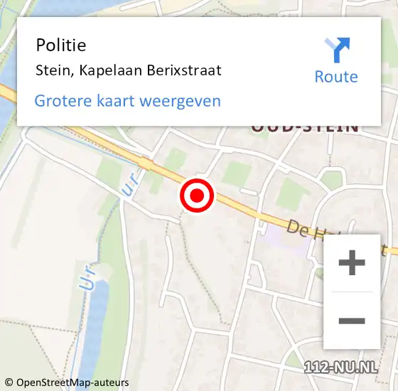 Locatie op kaart van de 112 melding: Politie Stein, Kapelaan Berixstraat op 13 maart 2023 08:04