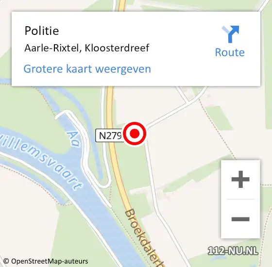 Locatie op kaart van de 112 melding: Politie Aarle-Rixtel, Kloosterdreef op 13 maart 2023 08:09