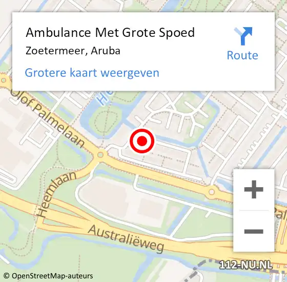 Locatie op kaart van de 112 melding: Ambulance Met Grote Spoed Naar Zoetermeer, Aruba op 13 maart 2023 08:19