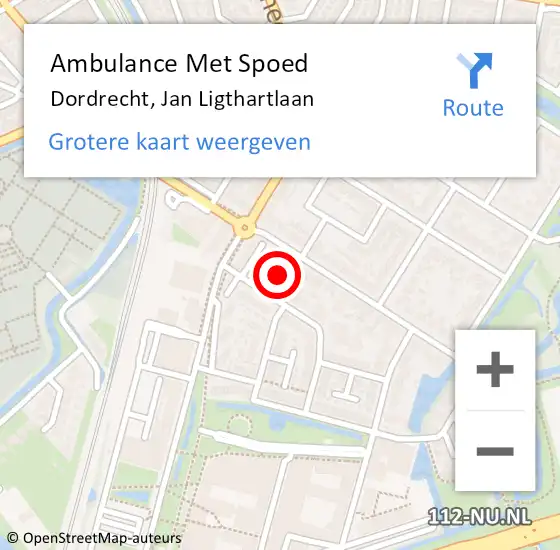 Locatie op kaart van de 112 melding: Ambulance Met Spoed Naar Dordrecht, Jan Ligthartlaan op 13 maart 2023 08:28