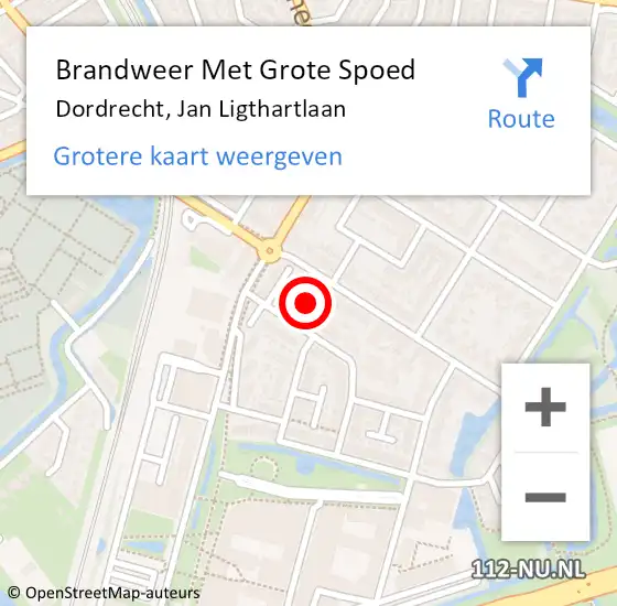 Locatie op kaart van de 112 melding: Brandweer Met Grote Spoed Naar Dordrecht, Jan Ligthartlaan op 13 maart 2023 08:31