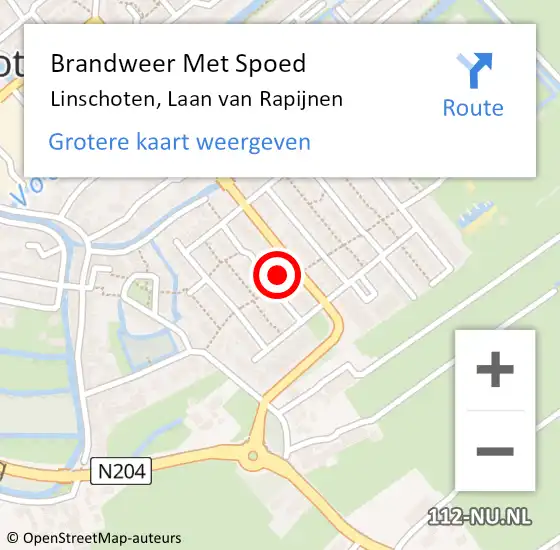 Locatie op kaart van de 112 melding: Brandweer Met Spoed Naar Linschoten, Laan van Rapijnen op 13 maart 2023 08:40