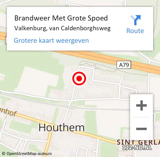 Locatie op kaart van de 112 melding: Brandweer Met Grote Spoed Naar Valkenburg, van Caldenborghsweg op 13 maart 2023 08:54