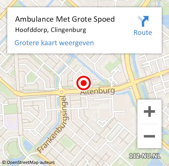 Locatie op kaart van de 112 melding: Ambulance Met Grote Spoed Naar Hoofddorp, Clingenburg op 13 maart 2023 09:12