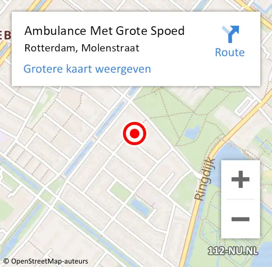 Locatie op kaart van de 112 melding: Ambulance Met Grote Spoed Naar Rotterdam, Molenstraat op 13 maart 2023 09:13