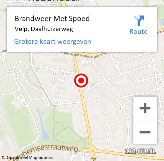 Locatie op kaart van de 112 melding: Brandweer Met Spoed Naar Velp, Daalhuizerweg op 13 maart 2023 09:19