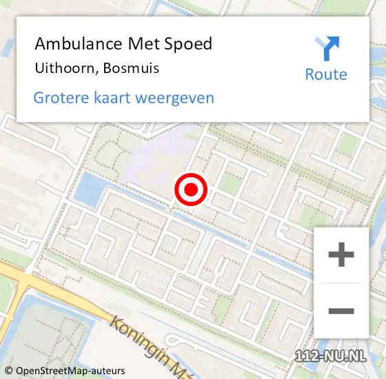 Locatie op kaart van de 112 melding: Ambulance Met Spoed Naar Uithoorn, Bosmuis op 13 maart 2023 10:11