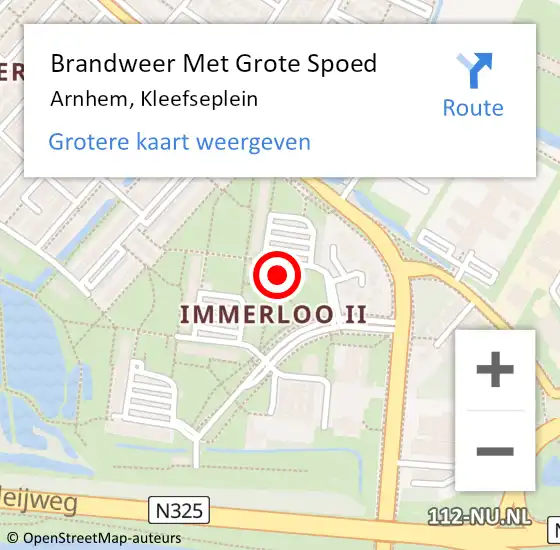 Locatie op kaart van de 112 melding: Brandweer Met Grote Spoed Naar Arnhem, Kleefseplein op 13 maart 2023 10:27