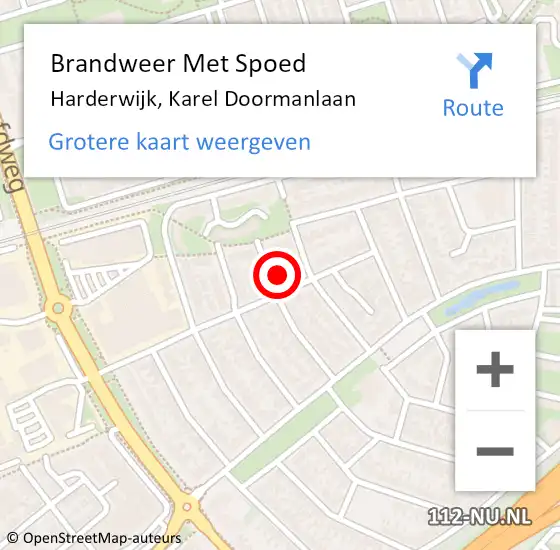 Locatie op kaart van de 112 melding: Brandweer Met Spoed Naar Harderwijk, Karel Doormanlaan op 13 maart 2023 10:31