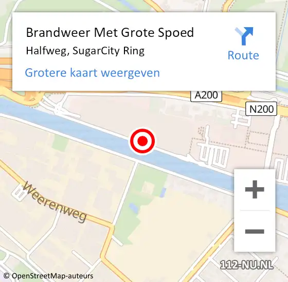 Locatie op kaart van de 112 melding: Brandweer Met Grote Spoed Naar Halfweg, SugarCity Ring op 13 maart 2023 10:52