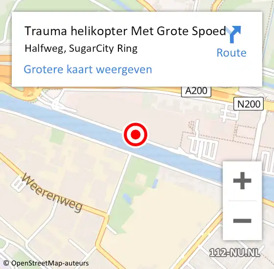 Locatie op kaart van de 112 melding: Trauma helikopter Met Grote Spoed Naar Halfweg, SugarCity Ring op 13 maart 2023 10:53