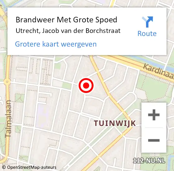 Locatie op kaart van de 112 melding: Brandweer Met Grote Spoed Naar Utrecht, Jacob van der Borchstraat op 13 maart 2023 10:56