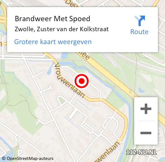 Locatie op kaart van de 112 melding: Brandweer Met Spoed Naar Zwolle, Zuster van der Kolkstraat op 13 maart 2023 11:17