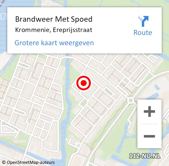 Locatie op kaart van de 112 melding: Brandweer Met Spoed Naar Krommenie, Ereprijsstraat op 13 maart 2023 11:29