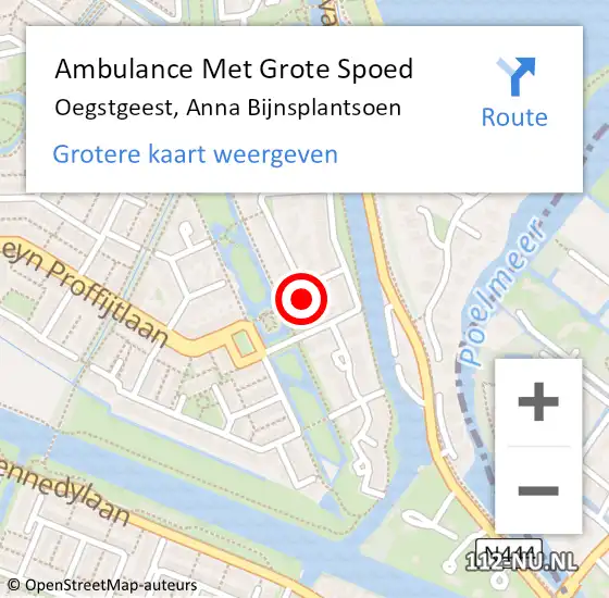 Locatie op kaart van de 112 melding: Ambulance Met Grote Spoed Naar Oegstgeest, Anna Bijnsplantsoen op 13 maart 2023 11:35