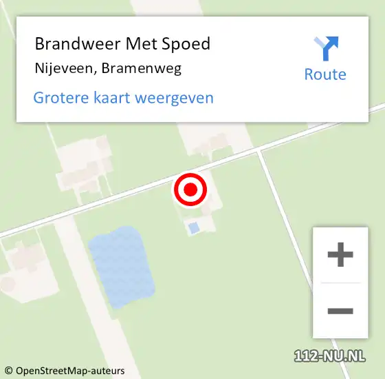 Locatie op kaart van de 112 melding: Brandweer Met Spoed Naar Nijeveen, Bramenweg op 18 augustus 2014 18:15