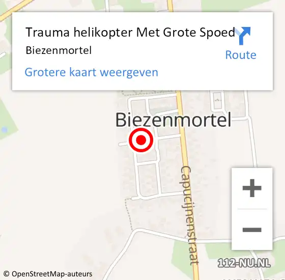 Locatie op kaart van de 112 melding: Trauma helikopter Met Grote Spoed Naar Biezenmortel op 13 maart 2023 11:47