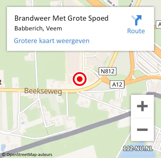 Locatie op kaart van de 112 melding: Brandweer Met Grote Spoed Naar Babberich, Veem op 13 maart 2023 11:50