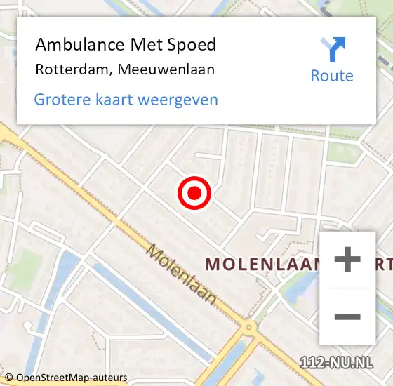 Locatie op kaart van de 112 melding: Ambulance Met Spoed Naar Rotterdam, Meeuwenlaan op 13 maart 2023 12:03