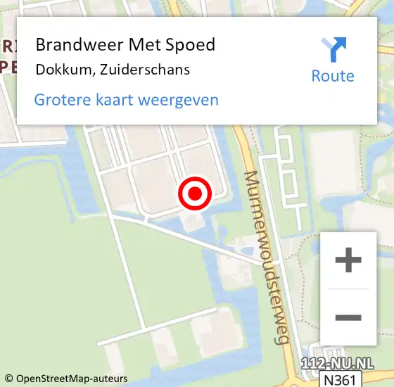 Locatie op kaart van de 112 melding: Brandweer Met Spoed Naar Dokkum, Zuiderschans op 13 maart 2023 12:04