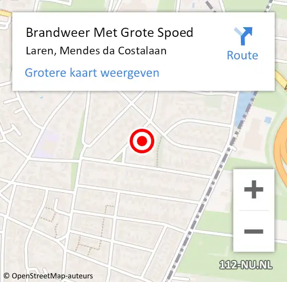 Locatie op kaart van de 112 melding: Brandweer Met Grote Spoed Naar Laren, Mendes da Costalaan op 13 maart 2023 12:07