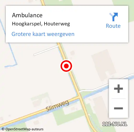 Locatie op kaart van de 112 melding: Ambulance Hoogkarspel, Houterweg op 13 maart 2023 12:07
