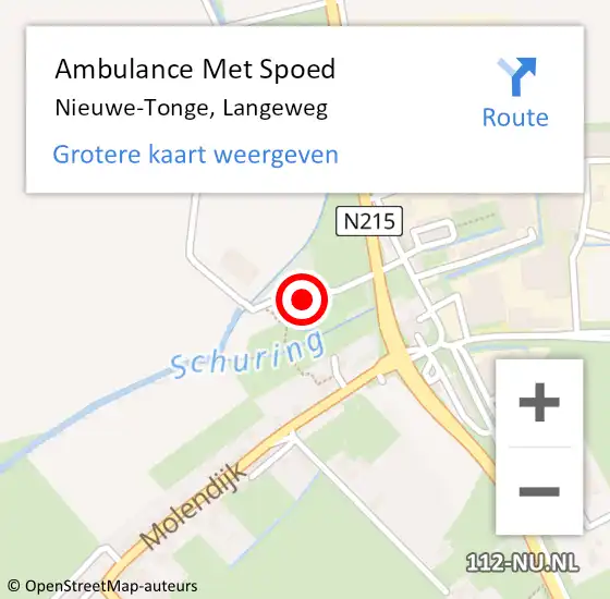 Locatie op kaart van de 112 melding: Ambulance Met Spoed Naar Nieuwe-Tonge, Langeweg op 13 maart 2023 12:07