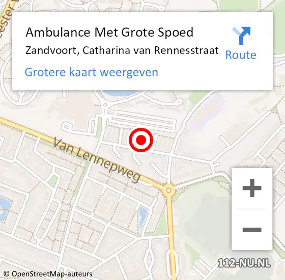 Locatie op kaart van de 112 melding: Ambulance Met Grote Spoed Naar Zandvoort, Catharina van Rennesstraat op 13 maart 2023 12:10