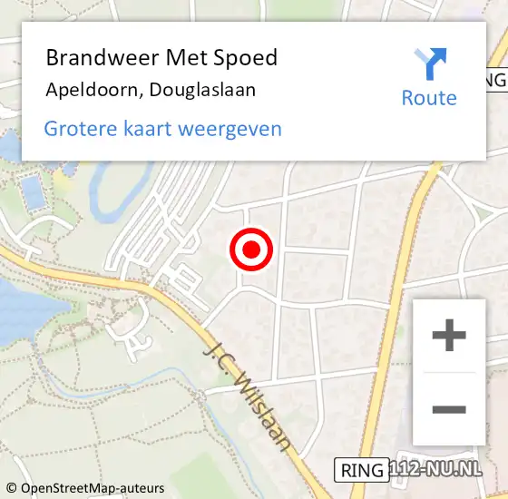 Locatie op kaart van de 112 melding: Brandweer Met Spoed Naar Apeldoorn, Douglaslaan op 13 maart 2023 12:13