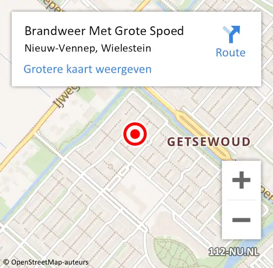 Locatie op kaart van de 112 melding: Brandweer Met Grote Spoed Naar Nieuw-Vennep, Wielestein op 13 maart 2023 12:14