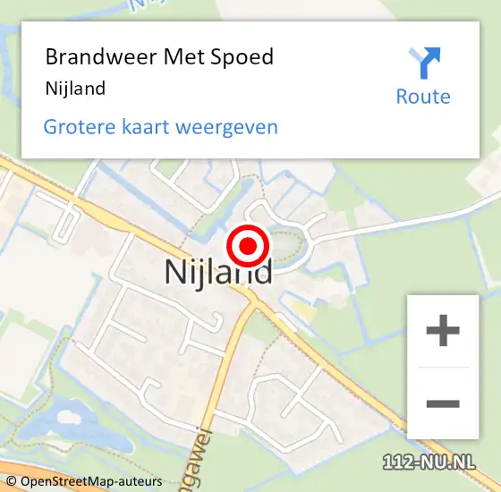 Locatie op kaart van de 112 melding: Brandweer Met Spoed Naar Nijland op 13 maart 2023 12:16