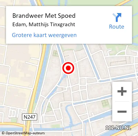 Locatie op kaart van de 112 melding: Brandweer Met Spoed Naar Edam, Matthijs Tinxgracht op 13 maart 2023 12:38