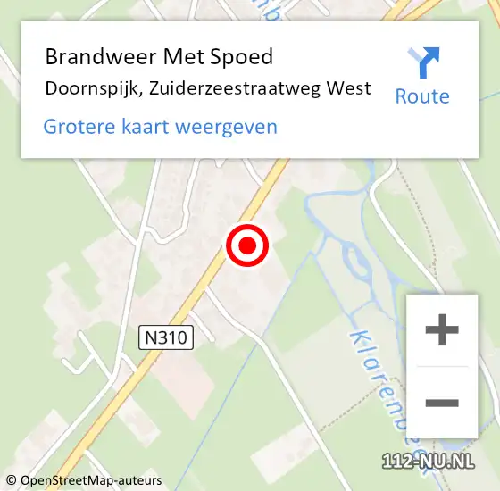 Locatie op kaart van de 112 melding: Brandweer Met Spoed Naar Doornspijk, Zuiderzeestraatweg West op 13 maart 2023 12:55