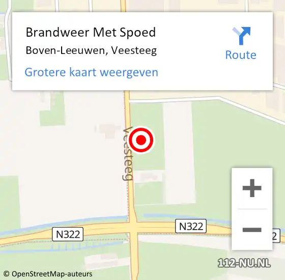 Locatie op kaart van de 112 melding: Brandweer Met Spoed Naar Boven-Leeuwen, Veesteeg op 13 maart 2023 13:07