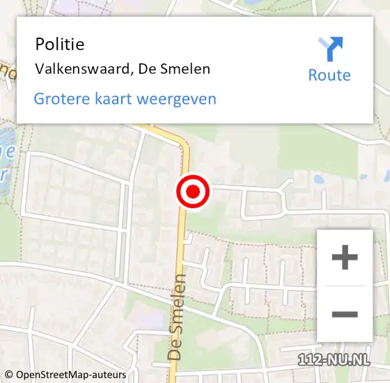 Locatie op kaart van de 112 melding: Politie Valkenswaard, De Smelen op 13 maart 2023 13:28