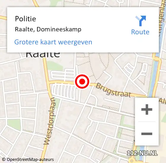 Locatie op kaart van de 112 melding: Politie Raalte, Domineeskamp op 13 maart 2023 13:28