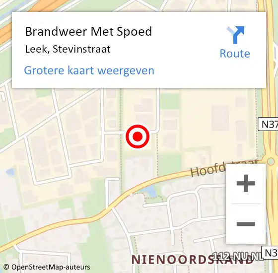 Locatie op kaart van de 112 melding: Brandweer Met Spoed Naar Leek, Stevinstraat op 13 maart 2023 13:44