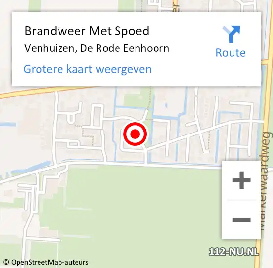 Locatie op kaart van de 112 melding: Brandweer Met Spoed Naar Venhuizen, De Rode Eenhoorn op 13 maart 2023 13:54