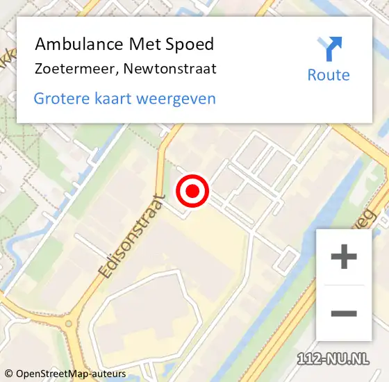 Locatie op kaart van de 112 melding: Ambulance Met Spoed Naar Zoetermeer, Newtonstraat op 13 maart 2023 14:04