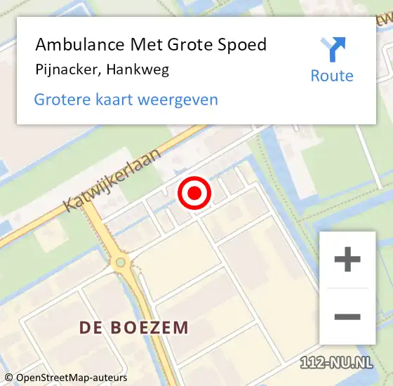 Locatie op kaart van de 112 melding: Ambulance Met Grote Spoed Naar Pijnacker, Hankweg op 13 maart 2023 14:04