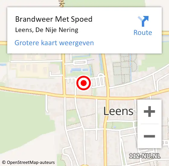 Locatie op kaart van de 112 melding: Brandweer Met Spoed Naar Leens, De Nije Nering op 13 maart 2023 14:16