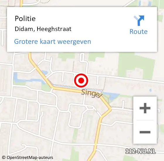 Locatie op kaart van de 112 melding: Politie Didam, Heeghstraat op 13 maart 2023 14:30