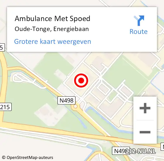 Locatie op kaart van de 112 melding: Ambulance Met Spoed Naar Oude-Tonge, Energiebaan op 13 maart 2023 14:36