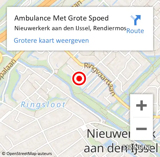 Locatie op kaart van de 112 melding: Ambulance Met Grote Spoed Naar Nieuwerkerk aan den IJssel, Rendiermos op 13 maart 2023 14:42