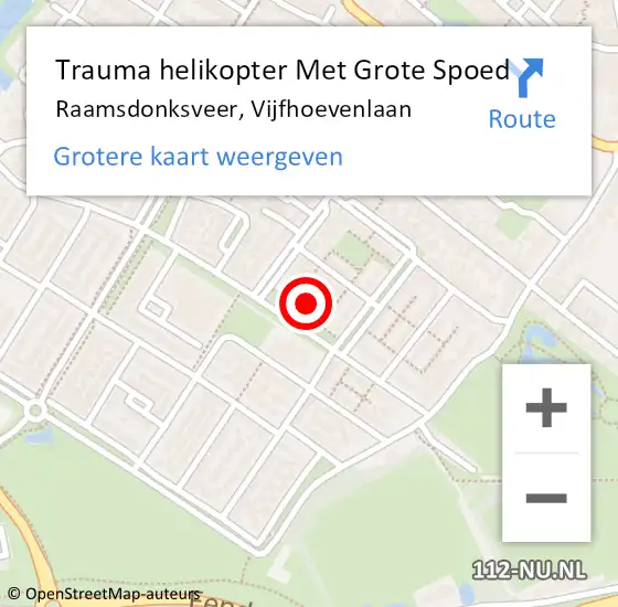 Locatie op kaart van de 112 melding: Trauma helikopter Met Grote Spoed Naar Raamsdonksveer, Vijfhoevenlaan op 13 maart 2023 14:43