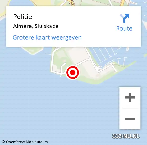 Locatie op kaart van de 112 melding: Politie Almere, Sluiskade op 13 maart 2023 14:45