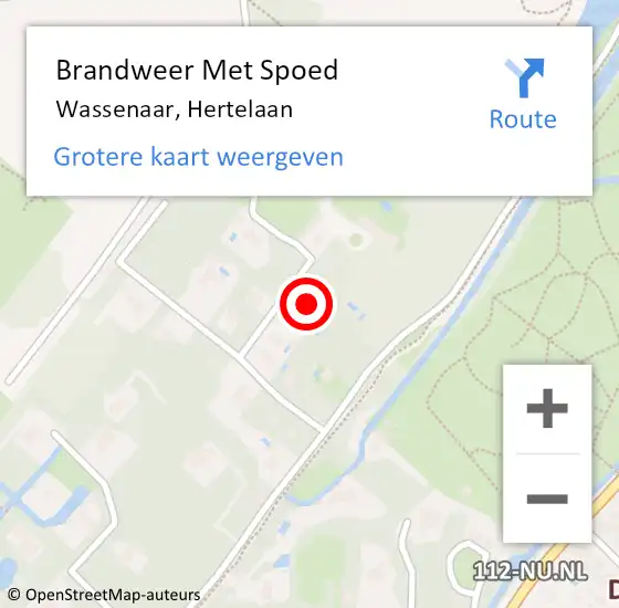 Locatie op kaart van de 112 melding: Brandweer Met Spoed Naar Wassenaar, Hertelaan op 13 maart 2023 14:58