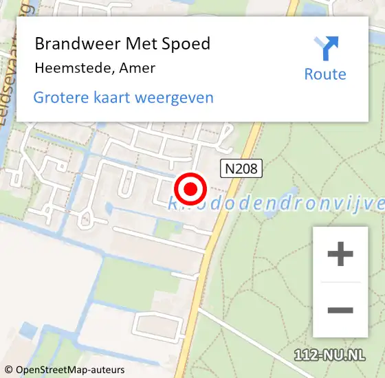 Locatie op kaart van de 112 melding: Brandweer Met Spoed Naar Heemstede, Amer op 13 maart 2023 15:19