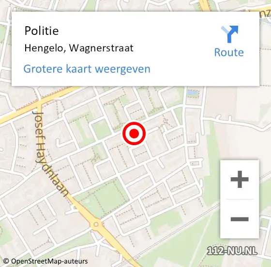 Locatie op kaart van de 112 melding: Politie Hengelo, Wagnerstraat op 13 maart 2023 15:23